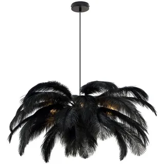 Novel Hängeleuchte, Schwarz, Metall, Textil, Federn,Federn, Blatt,Blatt, 120 cm, RoHS, CE, Lampen & Leuchten, Innenbeleuchtung, Hängelampen, Pendelleuchten