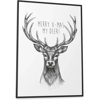 Papierschmiede® XMAS Poster, A2 (59,4x42 cm) Deko mit Spruch zu Weihnachten, Wohnzimmer Wanddeko, Schlafzimmer, Küche Dekoration ohne Rahmen, My Deer (Hirsch)