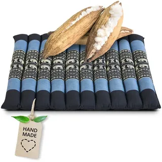 livasia Sitzkissen Steppkissen 50 cm, vegan und handgefertigt, 50x50x4,5cm, Kapok blau