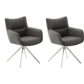 MCA Furniture 4-Fußstuhl Limone 2 Leder grau 2er Set