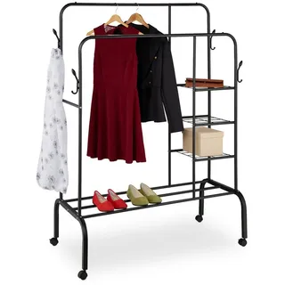 Relaxdays Kleiderständer Doppelstange 154x110x55 schwarz