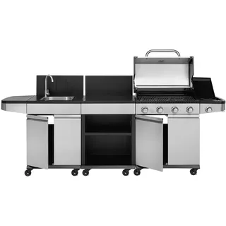 Justus BBQ Gasgrill Outdoorküche "Juno",silber / schwarz,