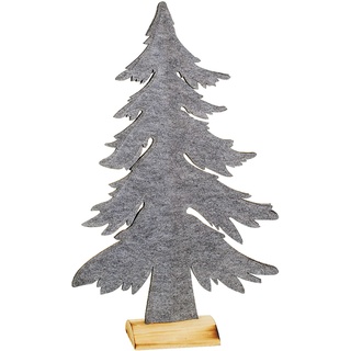 alles-meine.de GmbH XXL - große - Filz Dekofigur - Baum/Weihnachtsbaum/Tannenbaum - 63 cm ! - Innen & Außen - grau - wetterfest - mit Holzfuß + Metall - Groß - Weihnachten - ..