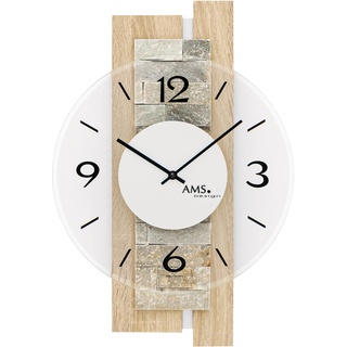 Wanduhr AMS "W9542" Wanduhren Gr. B/H/L: 6 cm x 40 cm x 28 cm, braun (transparent, braun) Wanduhren