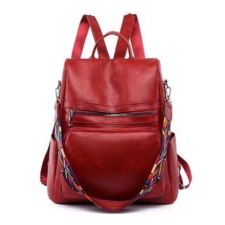TSEPOSY Freizeitrucksack Rucksack Damen Leder Mode Multifunktion Leichtgewicht Reiserucksack rot