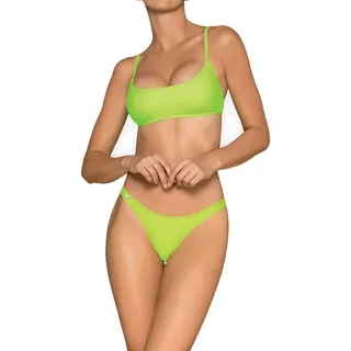 Obsessive Push-Up-Bikini Elastischer Damen Bikini Neon Top mit Rückenverschluss und elastisch T grün S