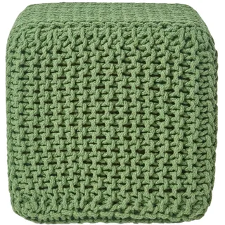 Homescapes Strick-Pouf, Waldgrün, Textil, Uni, Quadratisch, 35x35x35 cm, Wohnzimmer, Hocker, Sitzwürfel