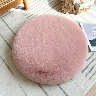 Sitzkissen Rund Fell, Stuhlkissen Rund 40cm/45cm, Waschbar Sitzpolster Stuhl Rund mit Rutschfestem Boden, Weich Abnehmbar Sitzkissen KüChenstuhl Rund mit ReißVerschluss