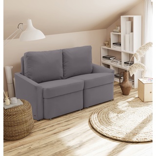 DOMO. collection Relax Dauerschläfer Boxspring Sofa mit Schlaffunktion, 2-Sitzer Schlafsofa Gästebett | 168 x 96 x 86 cm, dunkel grau