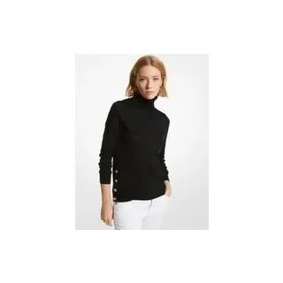 MK TANKTOP AUS MERINOWOLLE MIT KNÖPFEN UND SCHLITZ - Schwarz - Michael Kors - XS