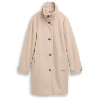 Tom Tailor Damen Wollmantel mit Stehkragen, braun, Fischgrät, Gr. XL