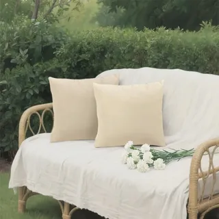 Bai You Mei Kissenbezüge Outdoor, Outdoorkissen 45 x 45 cm Kissenbezug Wetterfest Kissenhülle Sofakissen Dekokissen Gartenkissen Modern für Garten Sofa Balkon Terrasse Deko 2er Set (Beige)