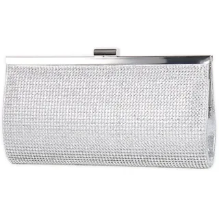 CORIOS Abendtasche Damen Strasssteine Clutch Bag Strass Handtasche Diamant Klein Tasche Kette Elegante Schultertasche Umhängetasche für Hochzeit Bankett-Party Abschlussball Silber
