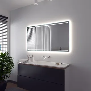 SARAR Badspiegel Spiegel Badezimmerspiegel mit LED-Beleuchtung 130x60 cm Made in Germany Wandspiegel Mirror Spiegel Bad mit Licht nach Maß Casoria