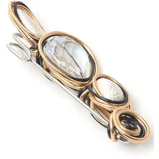 FIRETTI Brosche "Schmuck Geschenk Ansteckschmuck tricolor", rosa (metallfarben, roségoldfarben, schwarz, weiß, weiß), Broschen, Damen, Metall, Brosche, mit Glasstein