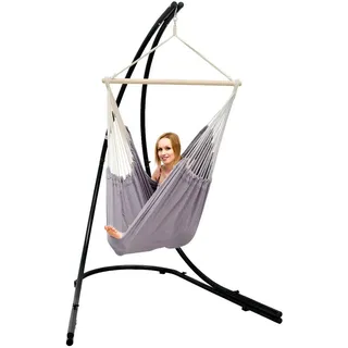 Amanka XL, Schwarz, Metall, Formgebogen, 140x210x160 cm, Gartenmöbel, Hängesessel