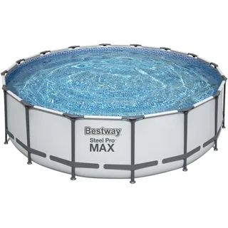BESTWAY Steel Pro Max Frame Pool Set 488 x 122 cm lichtgrau inkl. Filterpumpe + Zubehör