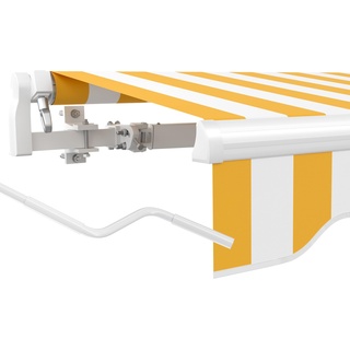 paramondo Gelenkarmmarkise Basic 2000 Markise Sonnenschutz Sichtschutz für Balkon & Terrasse, Vollständig zusammengebaut, 250 x 150 cm (Breite x Ausfall), Block Gelb-Weiß