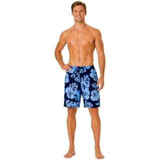 bugatti® - Badeshorts Herren, lang, Boardshorts, modern mit Blumenmuster, sommerlich, Hawaii/Tropical Style, in blau, rot/hellgrau oder schwarz/Jade - 5XL