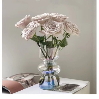 Ins Moderne Vasen, Hydroponische Glasblumenvase, Tulpenvase Glasblasenvase für Blumen, Dreischichtige Glasvase für Dekoration, Geometrische Glasvase für Haus/Büro/Hochzeit/Party(Schillernd Klar)