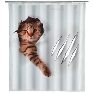 WENKO Duschvorhang »Cute Cat«, BxH: 180 x 200 cm, Katze, mehrfarbig - bunt