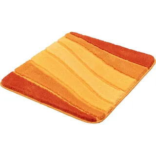 Kleine Wolke Badematte Ocean, Badvorleger, Badezimmer Teppich, Höhe 21 mm, rutschhemmend beschichtet, fußbodenheizungsgeeignet, Kunstfaser, rechteckig, Badteppich, Wellen Design, mit Farbverlauf, Hoch-Tief Effekt, waschbar gelb rechteckig | 55 cm x 65 cm x 21 mm