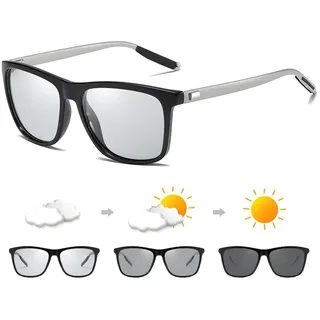 Sonnenbrille Herren Damen Unisex Square Photochromic Sunglasses Men Women Classic Black Polarized Sun Glasses Male Chameleon Driving Shades
