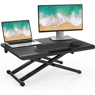 Fenge Stehpult für Laptop Computer Sitz-Steh Schreibtisch fit Single Monitor Riser, 65x40cm Tragbar und Höhenverstellbar Home Office Schreibtisch, schwarz