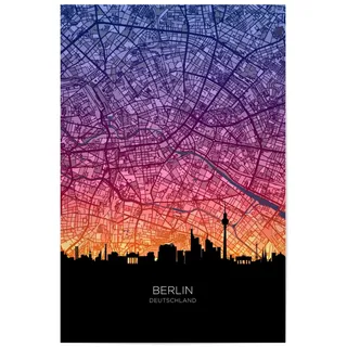 artboxONE Poster 30x20 cm Städte Berlin Skyline Map Sunset - Bild Berlin Deutschland