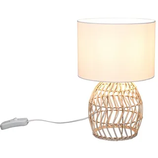 Trio Reality Leuchten 1-flg. dimmbar 38 cm rund Beige/Textil/Rattan