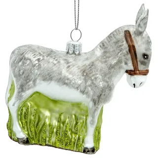 SIKORA Esel besondere Weihnachtskugel Glas Christbaumschmuck Deko Figur Weihnachten Anhänger Ornament - Meisterstücke - BS713, Variante:Esel grau