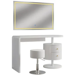 Vicco Schminktisch Lara Weiß 120 cm LED-Spiegel Hocker