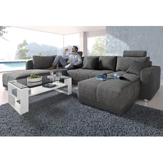 Jockenhöfer Wohnlandschaft U-Form Baumwolle 7-Sitzer Schwarz
