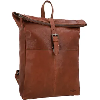 Gusti Leder Rucksack Valja - Lederrucksack Damen & Herren im Rolltop-Stil - Echtleder Ziegenleder Braun - Tagesrucksack mit Laptopfach 13 Zoll - Vintage Cityrucksack