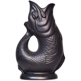 Gluckigluck Karaffe XL Schwarz matt – 1,2 l – Original Gluggle Jug aus England – Wasserkrug mit Glucker-Geräusch Handgefertigt & matte Oberfläche – Kult-Krug als Vase oder Dekanter