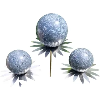 Jürgen Bocker - Gartenambiente Gartenstecker Blütenzauber Milano Rosenkugel Edelstahl 3er Set mit Stab 80 cm (3 tlg. Set) grau