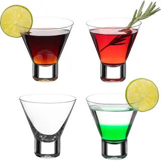 DUJIAOSHOU Martini-Cocktailgläser, ohne Stiel, Kristallgläser für Cocktails, Martini, 4 Stück