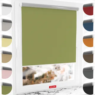 Schuette® Verdunkelungsrollo ohne Bohren/mit Bohren 2in1 ● Thermo Rollo Kollektion: European Olive (Grün) ● 45 x 130 cm (Breite x Höhe) ● Suprafix Klemmrollo = Klemmfix 2.0 ● 60s Montage mit Video