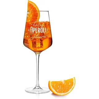 GRAVURZEILE Leonardo Aperol Glas mit Gravur - Holy Aperoli - Personalisiert mit Namen - Geschenkidee für Aperol Spritz & Cocktail Liebhaber - Weinglas für Sangria & Lillet - Farbe: Puccini