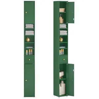 SoBuy Badezimmerschrank mit 5 Fächern und 1 Schublade MDF Grün BZR34-SY