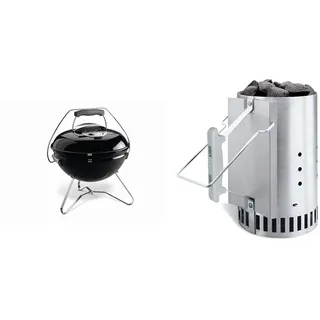 Weber Smokey Joe Premium Holzkohlegrill, Ø 37cm Grillfläche & Anzündkamin, Rapidfire Starter - Groß (32cm Höhe)