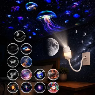 HD Sternenhimmel Projektor Nachtlicht, 13 in 1 Galaxy Projector Night Light | 360° Drehbarer USB 5D Holographic Astronaut Sternen Projektor Lampe, Home Deko Geschenke für Frauen Mädchen Kinder