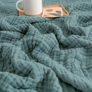 Giltpeak Montivo Musselin Decke, Sommer Baumwolle Musselin-Decke, Superweiche Leichte Muslin Blanket Kinder Erwachsene In DREI GrößEn as Cuddly Blanket, Bed, Couch Throw (Dunkelgrün, 130 * 150cm)