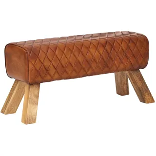 FineBuy Polsterbank Echtleder Braun 89 cm