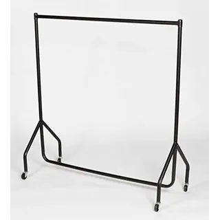 DPS Shopfitting Stabiler Kleiderständer auf Rollen Kleiderstange Garderobenständer Rollständer, Breite 122cm, Höhe 155cm, Tiefe 50cm, Schwarz