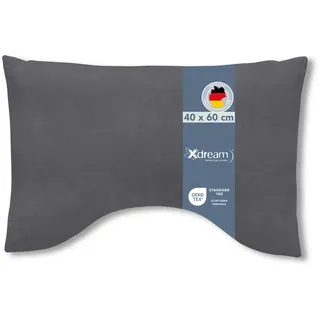 XDREAM Nackenstützkissen Visco Comfort, ergonomisches Nackenkissen mit Memory Effekt, Füllung: 100% Viscoschaum, Bezug: samtig weicher Mikroplüsch, für Rückenschläfer, Seitenschläfer und Bauchschläfer geeignet grau