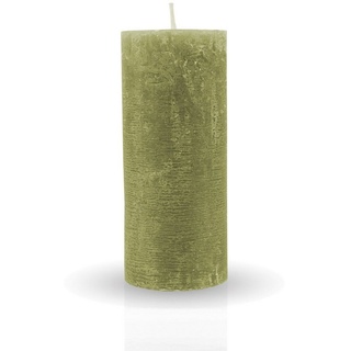 HS Candle Stumpenkerze Rustikale Antik Kerze (vers. Farben / Größen), Duftfreie Altarkerze - Dekokerze - lang Brenndauer - Retro grün Ø 7 cm x 15 cm
