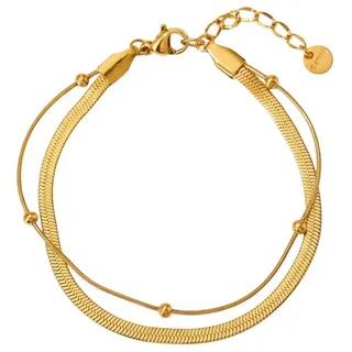 KARMA Fußkette Damen Edelstahl vergoldet Fußkettchen wasserfest antiallergisch (Sommerschmuck, Acceossire Damenfußkette), Gold Strandschmuck Fußschmuck goldfarben