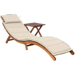 vidaXL Sonnenliege 1 St. 200 x 60 x 30 cm Beige/Weiß
