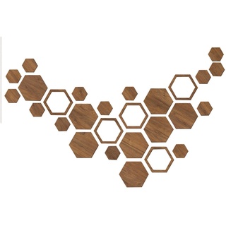 Vigcebit Hexagon Wanddeko Holz,27 x sechseckige, rutschfeste Holzdekorationen | Selbstklebende Waben-Holz-Wand-Kunst-Tapeten-Dekorationen für Wohnzimmer-Küchen-Badezimmer